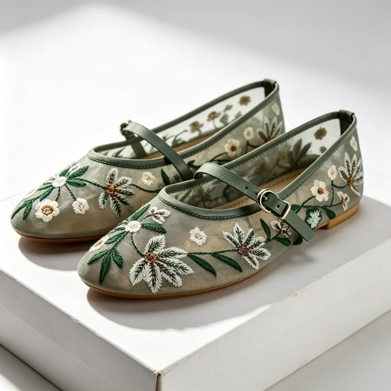 Ethnic Fashion Brands - Siatkowe haftowane rekreacyjne mieszkania baletowe damskie