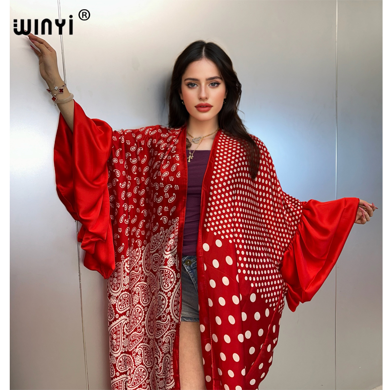 Kaftan Women Boho - WINYI Letnia Sukienka Kimono Plażowa Narzutka